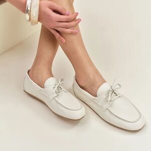 Reformation Cream Leather Loafers